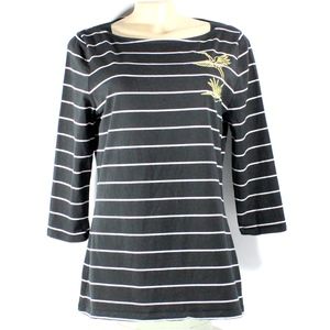 A.N.D EAWY Black and White Stripe Top Large Womens